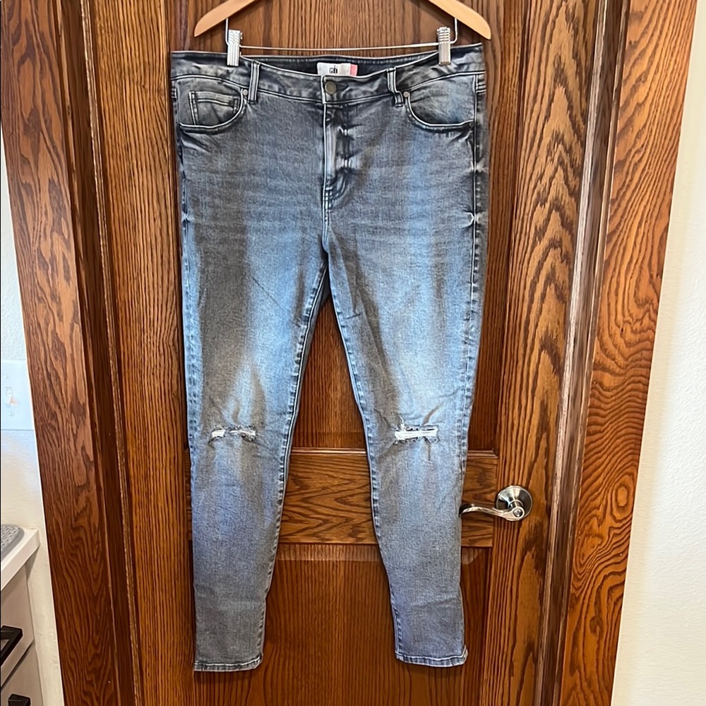 CAbi High Skinny Grey Distressed Jeans